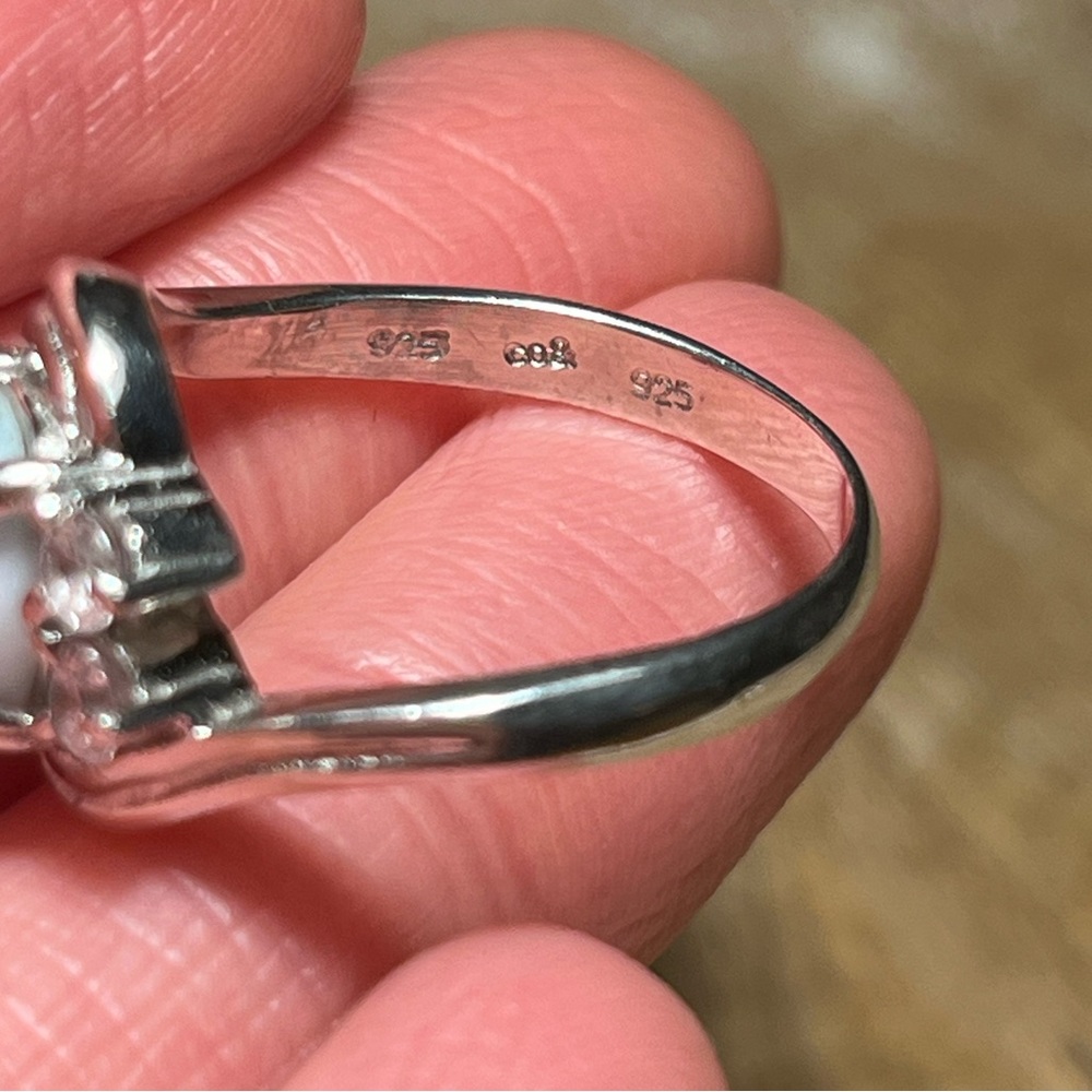 Vintage Larimar & CZ 925 Sterling Silver Ring - Picture 11 of 12